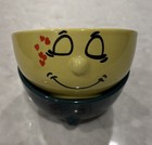 Dolce Vita 3D Yellow & Green Smiley Face Cereal Bowls 2.5" Set of Two His & Hers