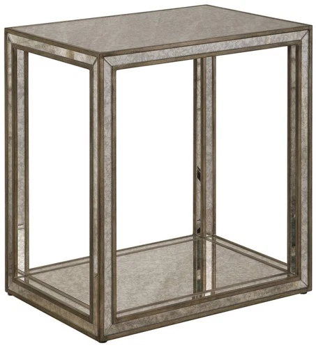 Julie 22" Wide Burnished Antique Gold Mirrored End Table - Picture 2 of 5