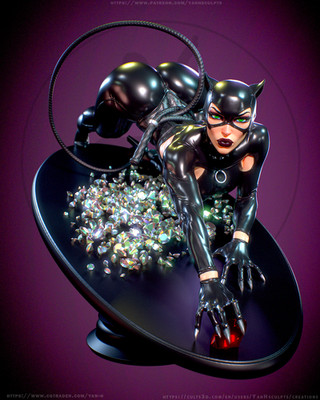 Catwoman, Selina Kyle, DC, Batman, sexy Pin Up, Figur, 3D Druck, UNBEMALT
