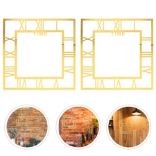 2 Pcs Digital Clock Sticker Bedroom Decor Decorative Wall Mirror