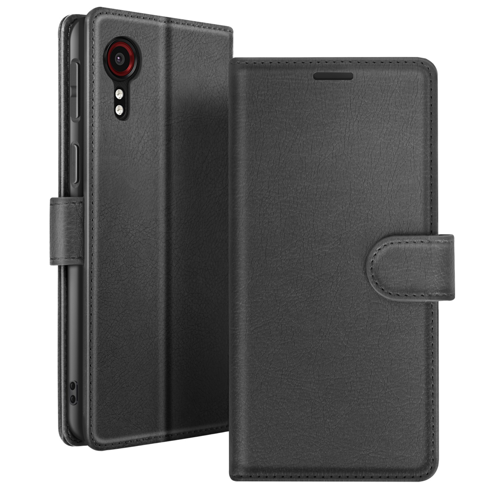 Zanaé étui portefeuille pour Galaxy XCover 5 noir en cuir avec support vidéo