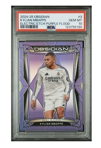 💥Kylian Mbappe💥2024-25 Obsidian Purple Flood Electric Etch /30 PSA 10💥POP 3