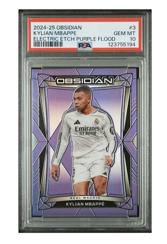 💥Kylian Mbappe💥2024-25 Obsidian Purple Flood Electric Etch /30 PSA 10💥POP 3