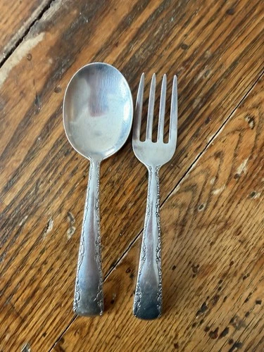 Camellia by Gorham Sterling Silver Baby Spoon & Fork Set 4 1/2" 42.5 g