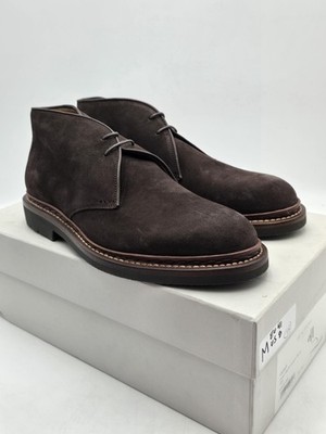 Heschung Boots Mens Size 8 Dark Brown Suede Genet Chukka Ankle Lace Up New
