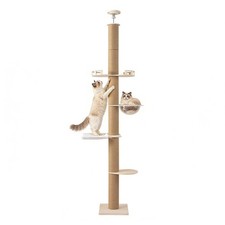 Floor-to-Ceiling Cat Tree Tower Height Adjustable w/ Condo Scratching Posts