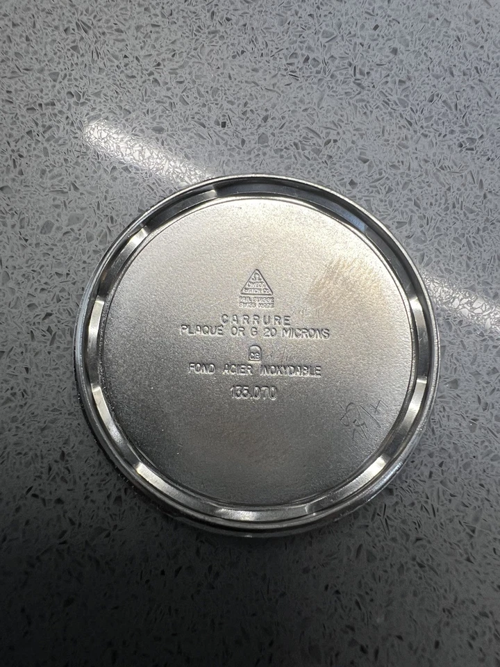 Reloj suizo Omega Genève 135.070 vintage 1970 chapado en oro cuerda manual Foto 4 de 4