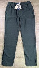 Adidas Tapered Leg Zip Stitched Logo Men's Fleece Sweat Pants Green Size Large