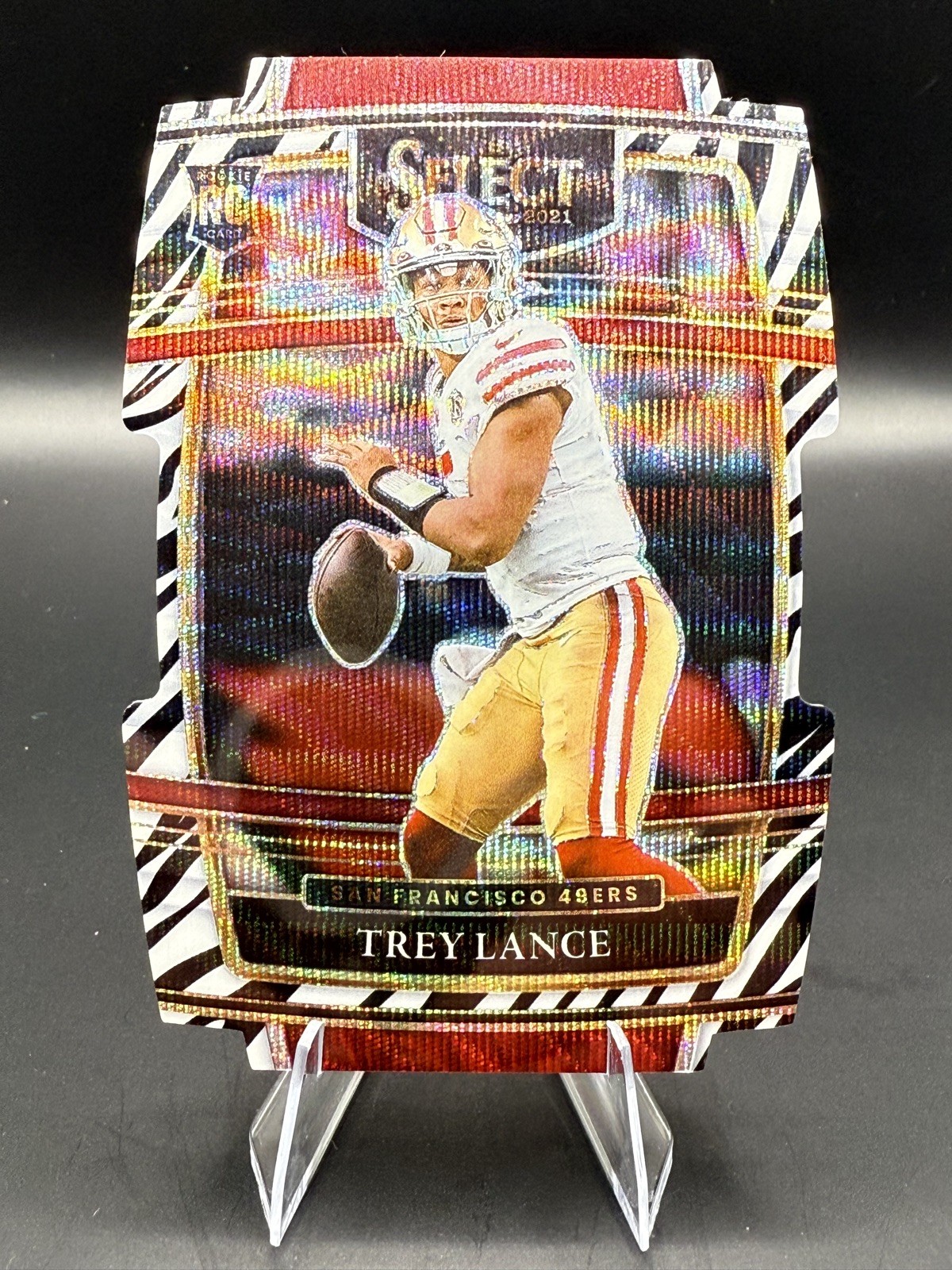 Trey Lance No. 45 Zebra Die Cut Concourse 2021 Panini Select Rookie RC SSP 49ers