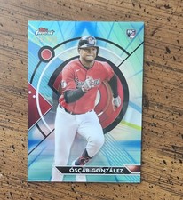 2023 Topps Finest Oscar Gonzalez RC - Blue Aqua Vapor Refractor #/250 -Guardians
