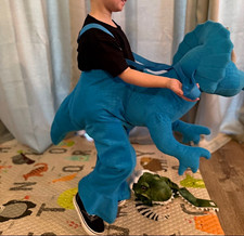 Blue Plush Ride-On Dinosaur Costume with Straps, Dinosaur Theme