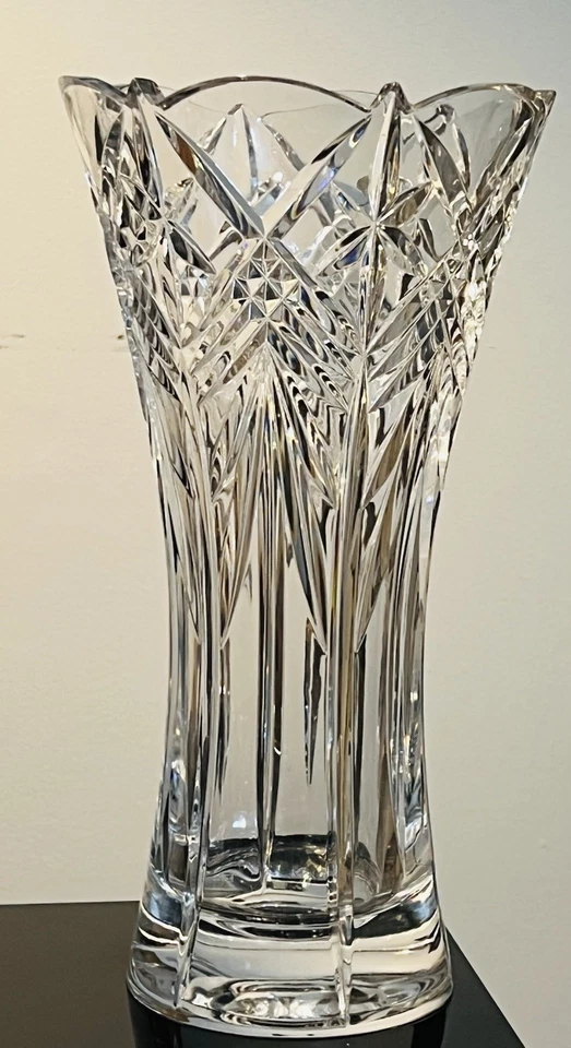 Christopher Stuart Large Heavy Crystal Vase Starstruck Flared Flower 12” Retired - Image 3 of 4