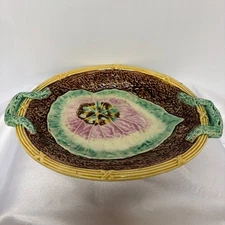 Antique 19th Century Majolica Begonia Leaf Platter