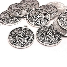 Antiqued Silver Lucifer and Lilith Demon Sigil Pendant Charm, 20x22mm - US