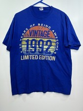 Vintage 1992 Limited Edition T-Shirt XL Blue 30 Years Birthday Anniversary Tee