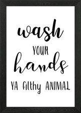 Wash Your Hands Framed Wall Art Poster Canvas Print Picture