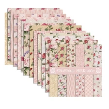 12'' x 12'' Double-Sided Watercolor Floral Cardstock, 24 Sheets Spring Pink/B