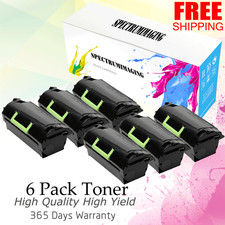 6 PK Black Toner for Lexmark 521 52D1000 MS810de MS810dn MS811dn MS811dn MS812dn