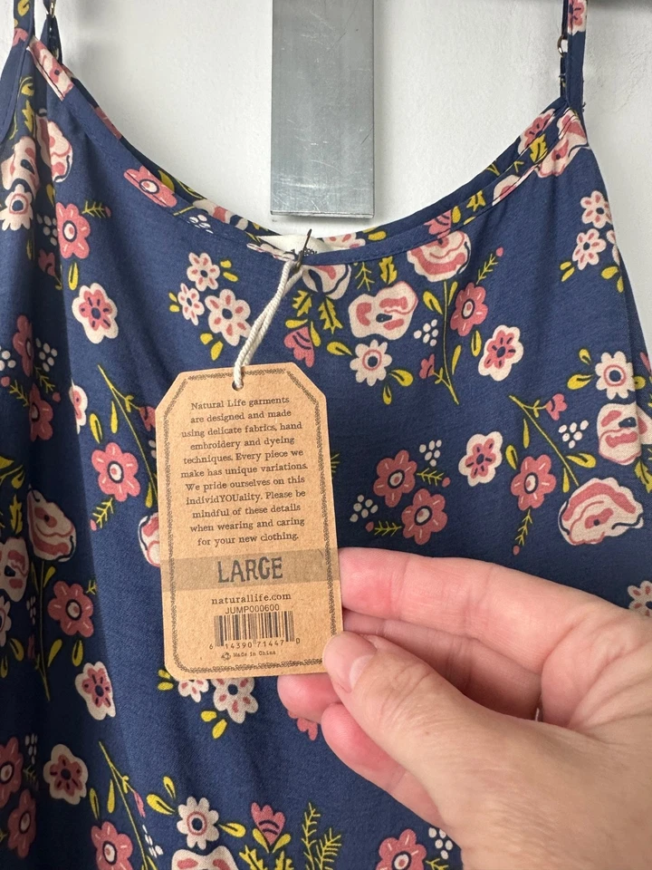 NUEVO Mono Natural Life Zoe Pierna Ancha Talla L Pizarra Floral Flores Multicolor C27 Foto 4 de 4