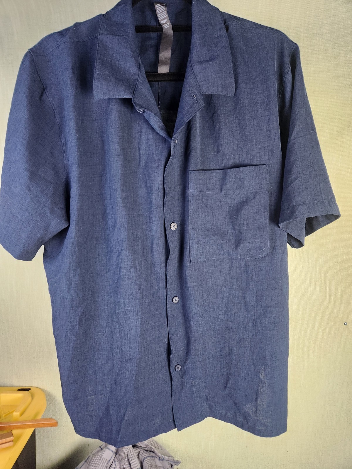 True Religion Casual Button Front Blue Short Sleeve Shirt XL Polyester A14