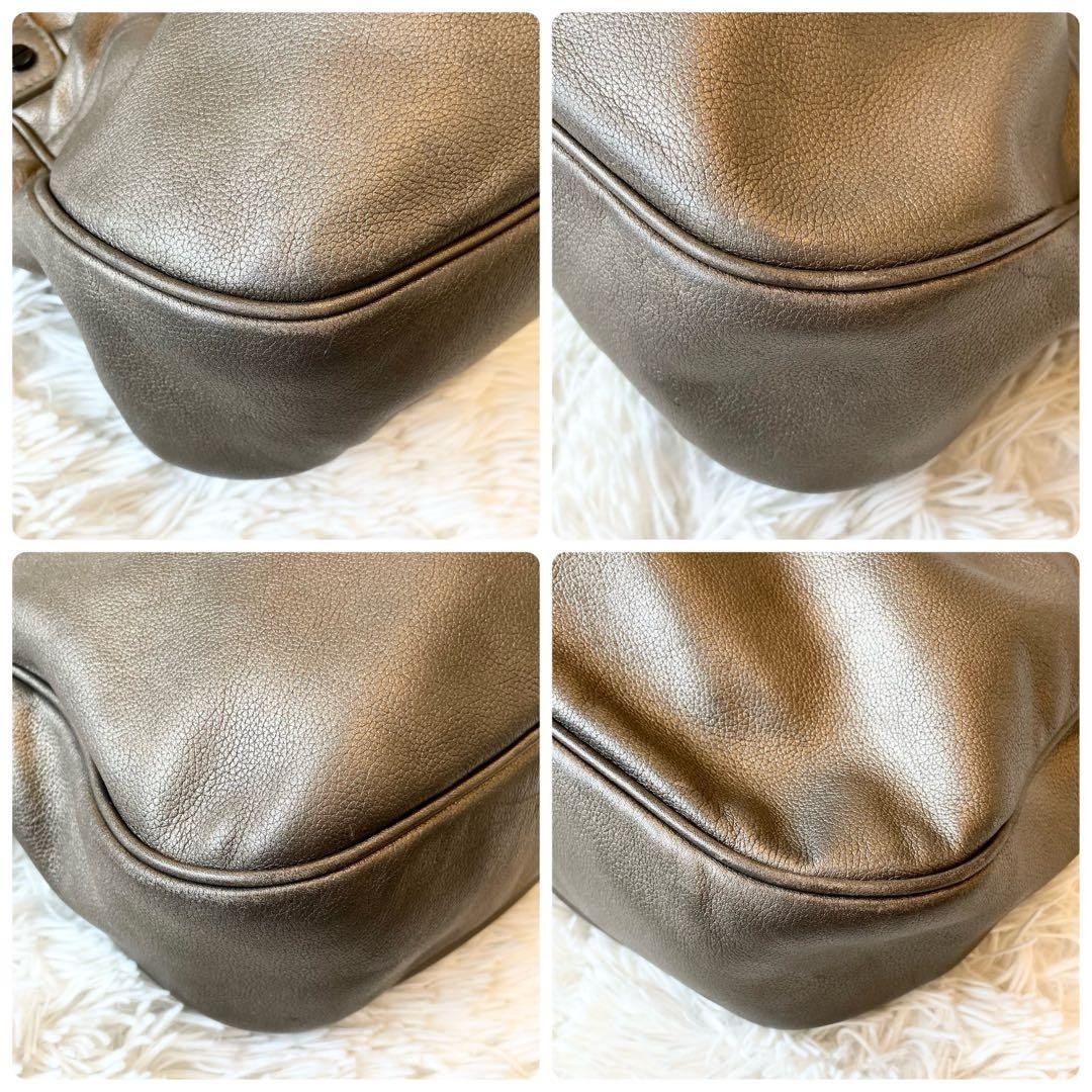 Burberry Bronze Leather Semi Shoulder Bag Drawstring Hobo Handbag Women thumbnail 5