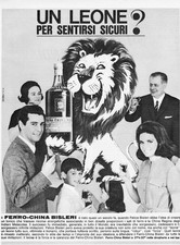 Ferro China Bisleri PUBBLICITA ORIGINALE ANNI 60 Un leone per sentirsi sicuri