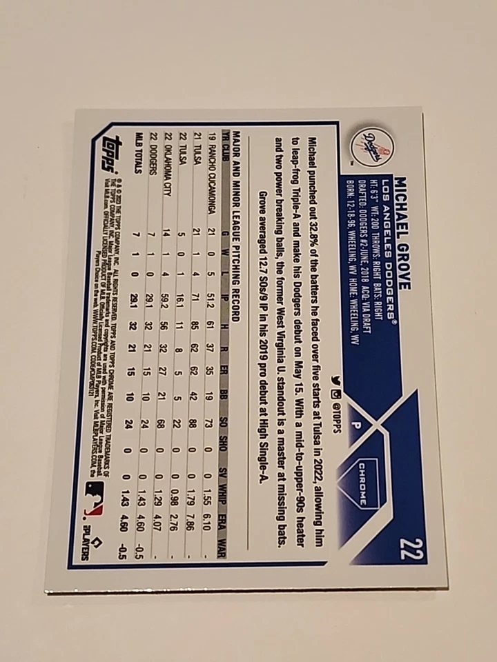 2023 Topps Chrome - Michael Grove #22 (RC) - Image 2 of 2