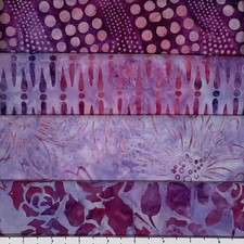 Lot of 4 1 Yard Cuts 100 Cotton Quilting Batik Fabric Purple Magenta Red 408