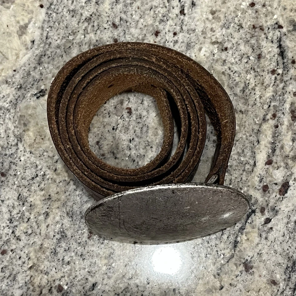 Cinturón vintage Y2K Abercrombie & Fitch para mujer mediano M cuero marrón en relieve brillante Foto 3 de 4