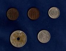 NORVEGIA  LOTTO DI 5 MONETE
