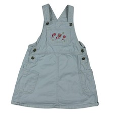 VTG OshKosh B'gosh Jumper Dress Tan Kids 5T Embroidered Floral Twill Overall