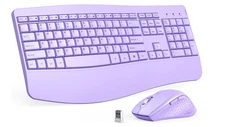 Ergonomic Keyboard and Mouse Combo - Full Size Keyboard Cordless with Palm Wrist