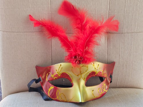 Light Up Mask Red Feather Face Party Mask Halloween Masquerade Eye Mask Unbrand - Picture 5 of 11