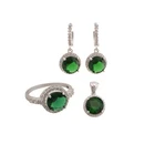 Turkish Handmade Authentic Jewelry Round Shape Emerald  Set