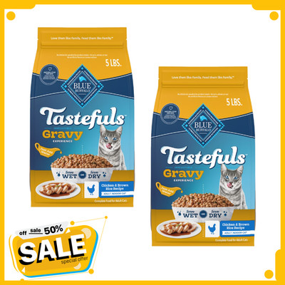 2 Pack Blue Buffalo Tastefuls Irresistible Gravy Adult Dry Cat Food, Chicken 5lb
