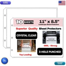 6mil Landscape Sheet Protectors Set of 10, Heavy-Duty, Horizontal Format