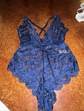 Oh La La Cheri NWOT Lace Teddy Bodysuit Blue Size SM