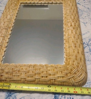 26.5 In X 18 In Mirror W/Fake Wicker Frame