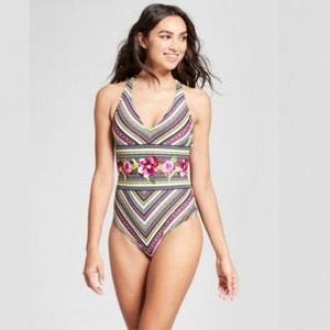 multi stripe swimsuit