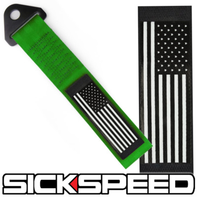 OLIVE GREEN AMERICAN FLAG HIGH STRENGTH RACING TOW STRAP FRONT REAR TOW HOOK OLIVE GREEN AMERICAN FLAG HIGH STRENGTH RACING TOW STRAP FRONT REAR TOW HOOK