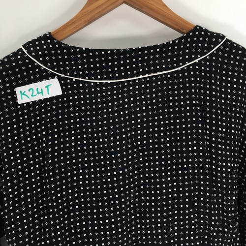 Gap Blouse Women's Large Black Polka Dot Long Sleeve V-Neck Tie Front - Picture 10 of 11