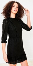 EX OASIS LADIES BLACK BRODERIE SKATER DRESS NEW (ref 327) SALE