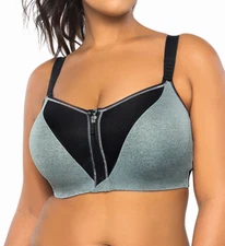 CURVY COUTURE Dusty Blue Mid-Impact Underwire Sports Bra, US 44C, UK 44C, NWOT