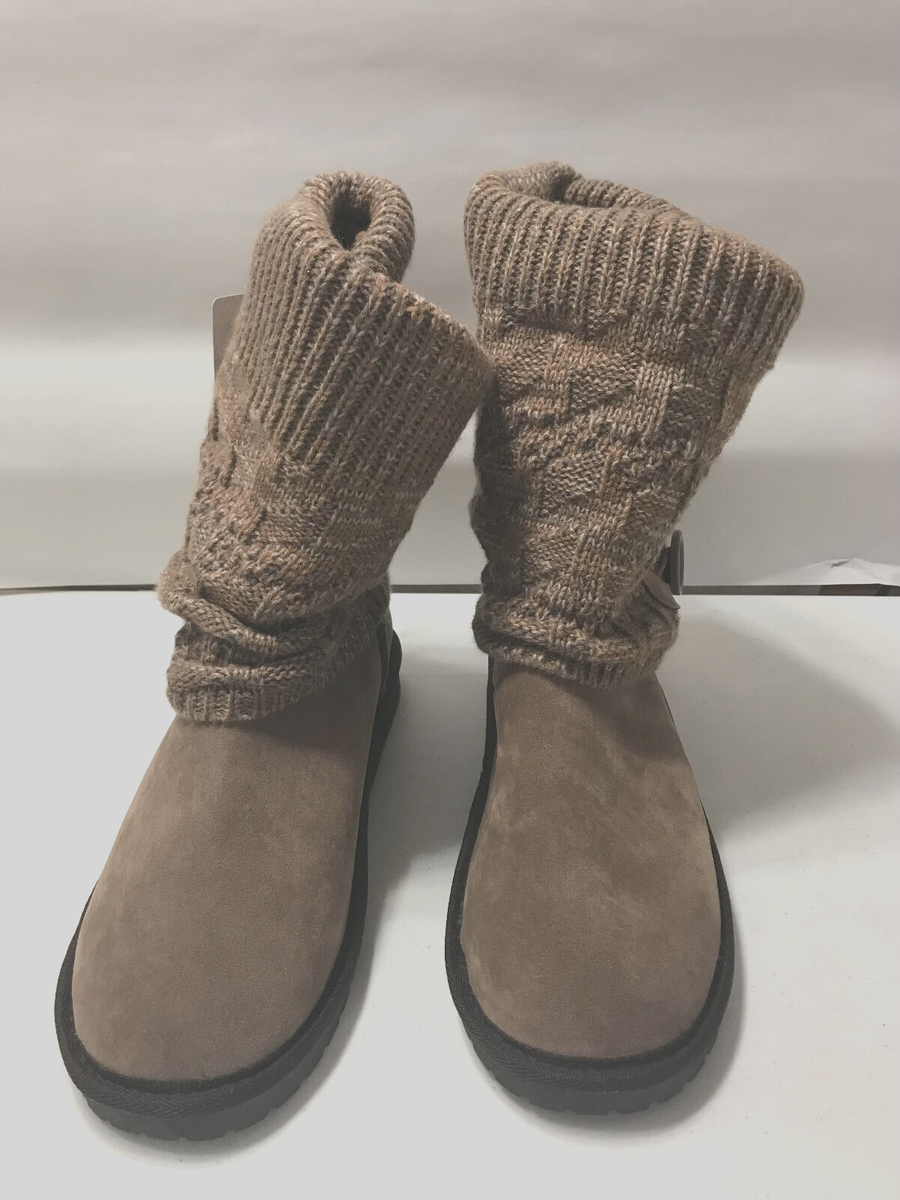 Muk Luks Women's Janie Faux Fur Lined Side Button Cable Knit