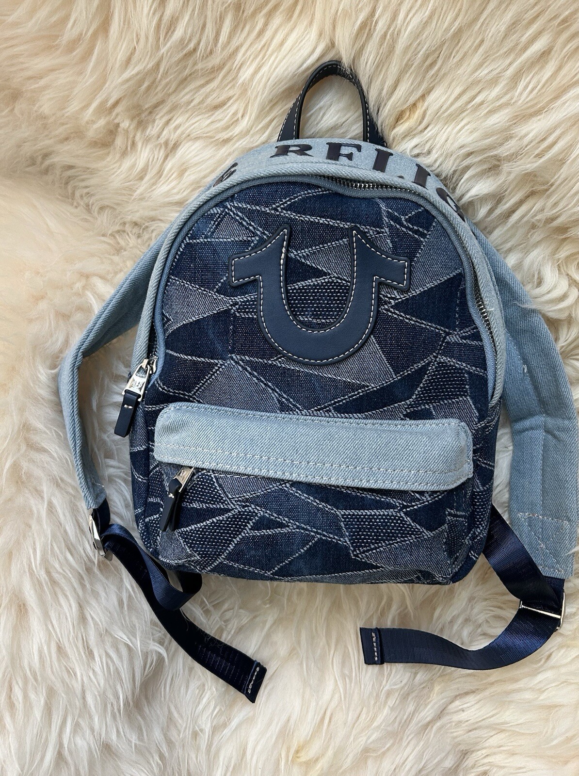 NWT TRUE RELIGION Mini Denim Sky Logo Backpack Original Price $120