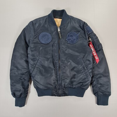 Alpha Industries Herren Bomberjacke blau SMall NASA Apollo Flight LKZ 10014