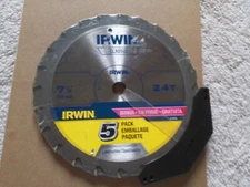 FIVE !!! Irwin 7-1/4" x 24 Tooth Carbide Tipped Saw Blades