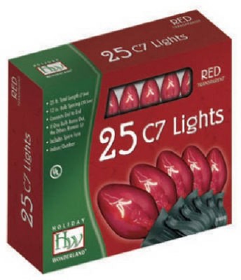 Holiday Wonderland 25 ct Transparent RED C7 Christmas Light Set - 3 Pack