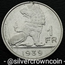 Belgium BELGIQUE - BELGIE 1 Franc 1939. KM#119. One Dollar coin. French Lgd WWII