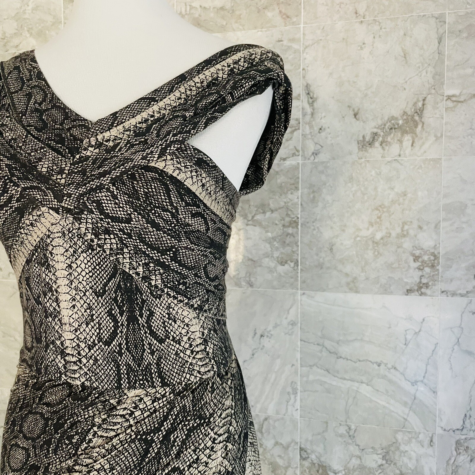 The Kooples Gray Brown Tan Python Mini Dress 34 XS - image 4